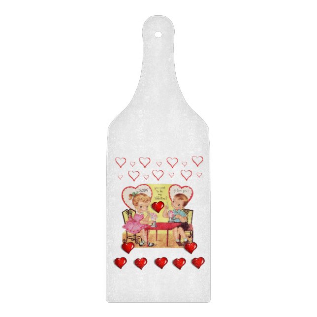 Planche à découper en verre pour la Saint-Valentin (Devant)