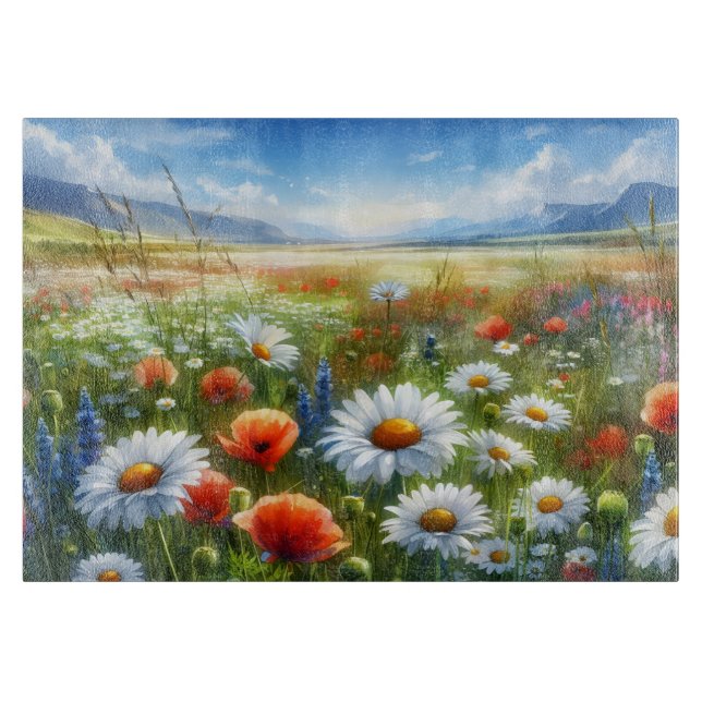 Planche à découper en verre Prairie de fleurs sauv (Devant)
