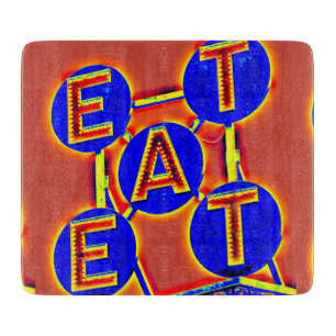 planche à découper en verre rouge/bleu
