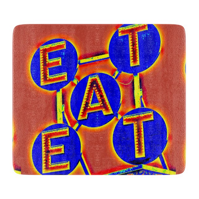 planche à découper en verre rouge/bleu (Devant)