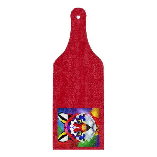 Planche à découper en verre rouge en forme de paga (Devant)
