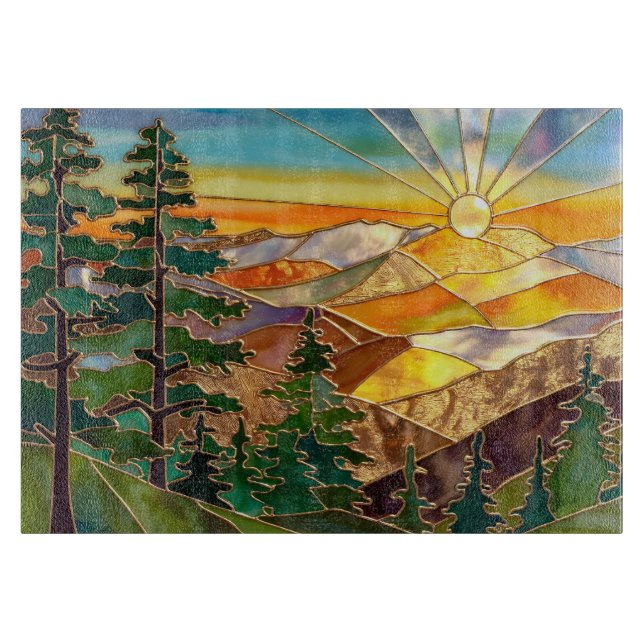 Planche à découper en verre Sunset Mountain Kitche (Devant)