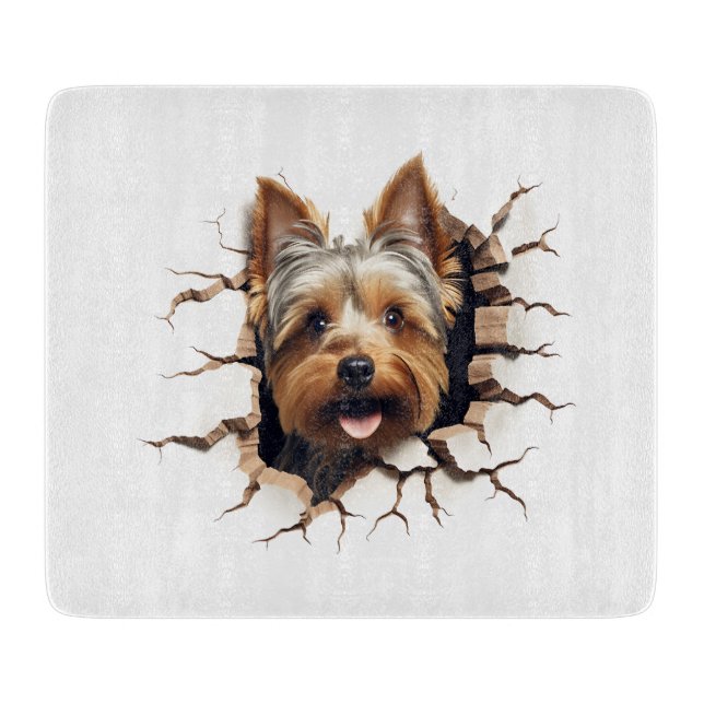Planche à découper en verre Terrier Yorkshire 3D t (Devant)