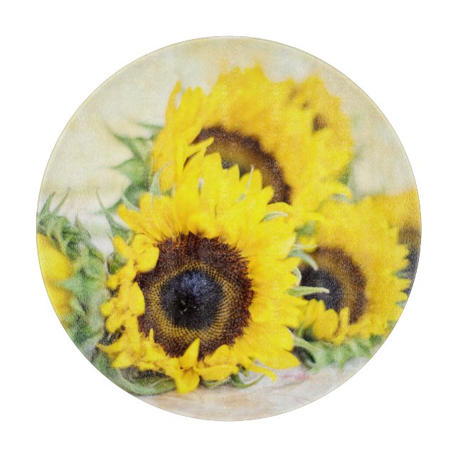 Planche à découper en verre Tournesol (Devant)