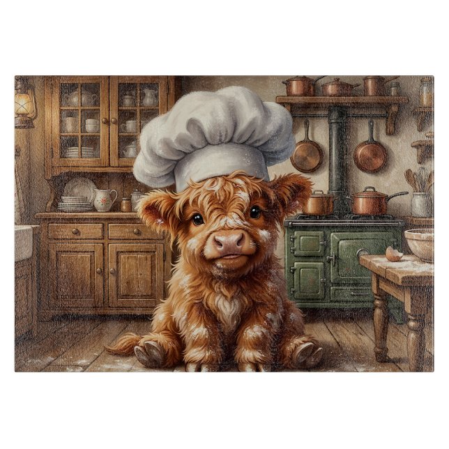 Planche à Découper en Verre Vache des Highlands Pâ (Devant)