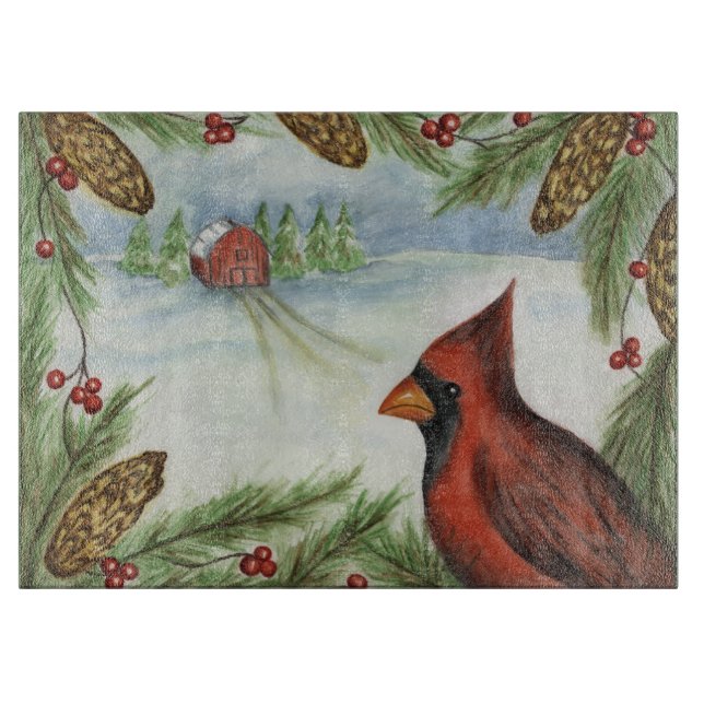 Planche à découper en verre Winter Cardinal (Devant)