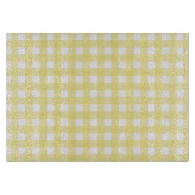 Planche À Découper En vichy jaune pâle et blanc (Devant)