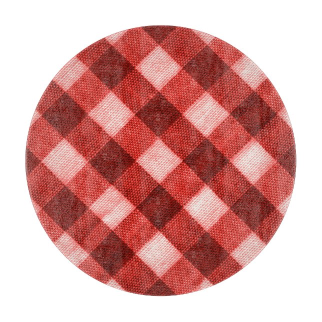 Planche À Découper En vichy rouge vif : texture rapprochée. (Devant)