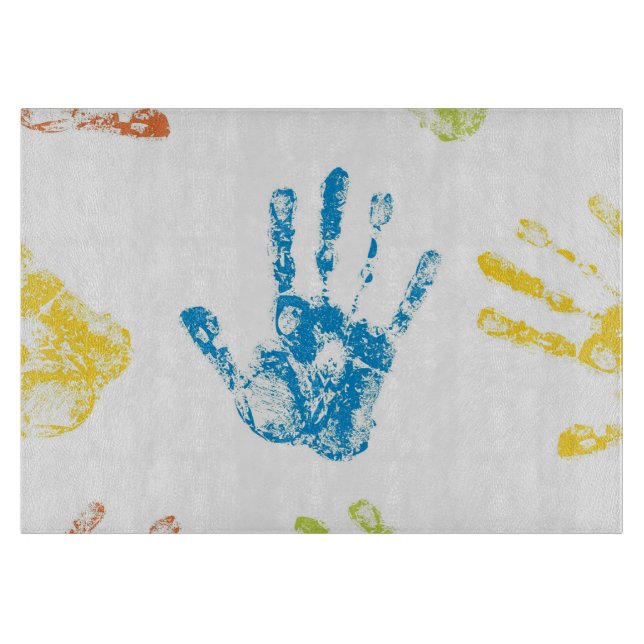 Planche À Découper Enfants Handprints en peinture (Devant)