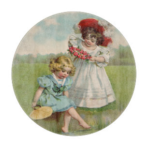 Planche À Découper Enfants victoriens Été vintage Filles Jardin