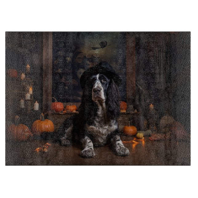 Planche À Découper English Cocker Spaniel Citrouilles Halloween Épouv (Devant)