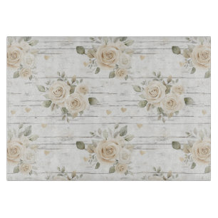 Planche À Découper Enveloppement romantique crème blanc floral Bohème