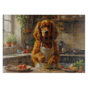 Planche À Découper Épagneul Sussex faisant la cuisine dans la cuisine