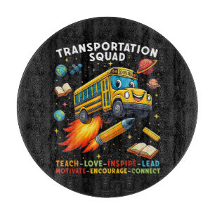 Planche À Découper Équipe de transport Conducteur de bus scolaire drô