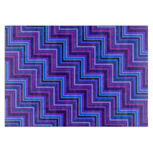 Planche À Découper Escaliers à rayures bleues et violettes