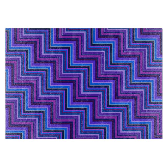 Planche À Découper Escaliers à rayures bleues et violettes (Devant)