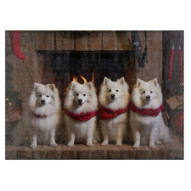 Planche À Découper Eskimo américain au coin du feu de Noël (Devant)