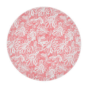 Planche À Découper Esquisse de marguerite Abstraite, motif monochrome