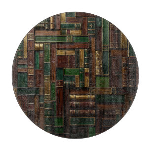 Planche À Découper Étagère de bibliothèque antique verte et dorée