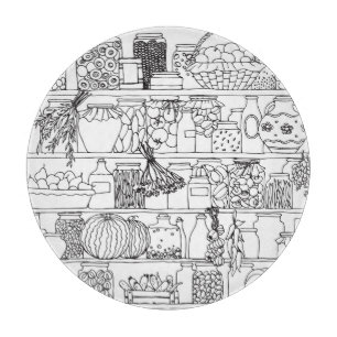 Planche À Découper étagères vintages avec boîtes : croquis.