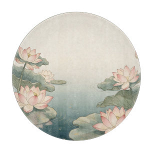 Planche À Découper Étang de fleurs de lotus roses Sérénité zen