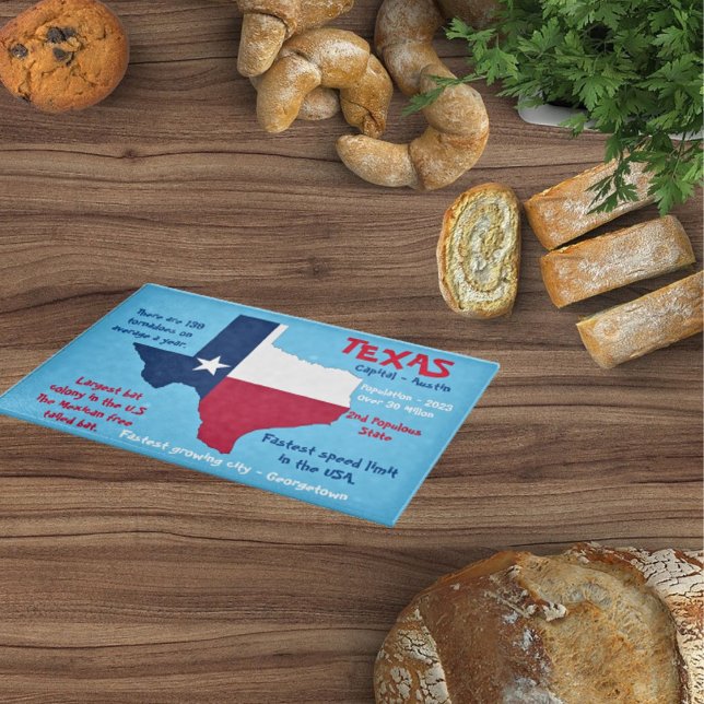 Planche À Découper État du Texas Extraordinaire Fact Glass (Créateur téléchargé)