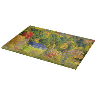 Planche À Découper États-Unis, Vermont. Feuillage d'automne le long d