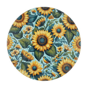 Planche À Découper Été/tournesol/oiseau
