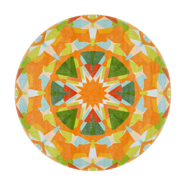 Planche À Découper Étoile verte orange vif Kitsch Eclectique (Devant)