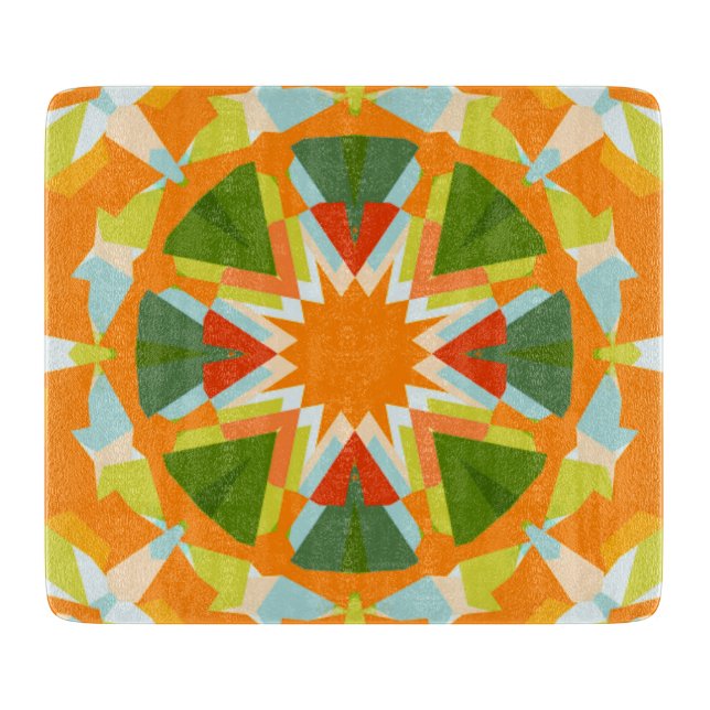 Planche À Découper Étoile verte orange vif Kitsch Eclectique (Devant)