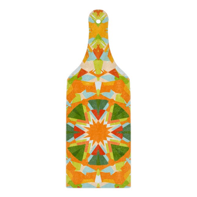 Planche À Découper Étoile verte orange vif Kitsch Eclectique (Devant)