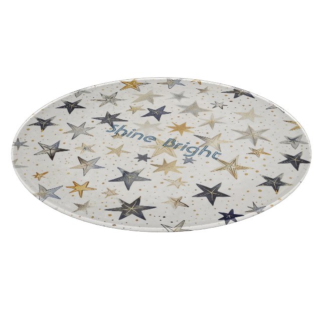 Planche À Découper Étoiles Bleues Argent Or (Coin)