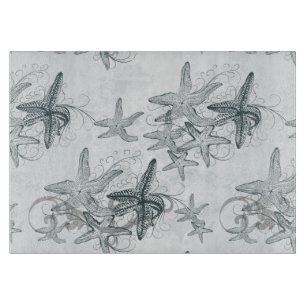 Planche À Découper Étoiles de mer sur le motif de mer