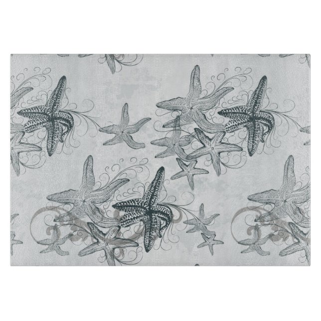 Planche À Découper Étoiles de mer sur le motif de mer (Devant)