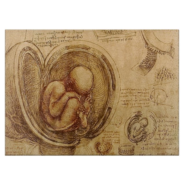 Planche À Découper Étude de foetus de bébé par Leonardo da Vinci (Devant)