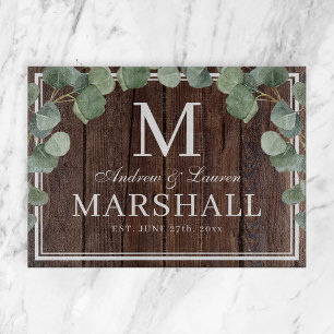 Planche À Découper Eucalyptus Verdure Bois foncé Couple Mariage Cadea