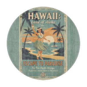 Planche À Découper Évasion vintage hawaïenne au pays de l'Aloha vers