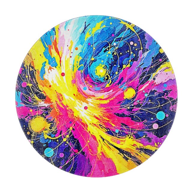 Planche À Découper Explosion Cosmique : Art vibrant à éclaboussures (Devant)