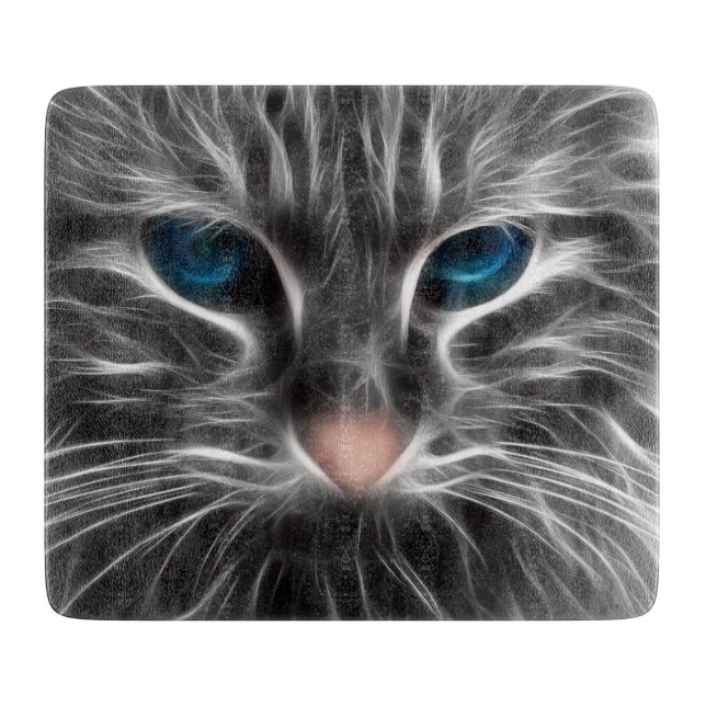 Planche À Découper Face de chat bleu magnifique (Devant)