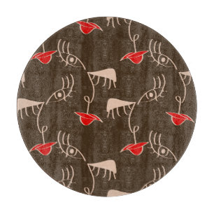 Planche À Découper Face de femme à une ligne : motif abstrait.