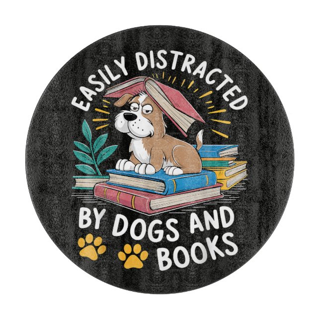 Planche À Découper Facilement distrait par les chiens et les livres D (Devant)