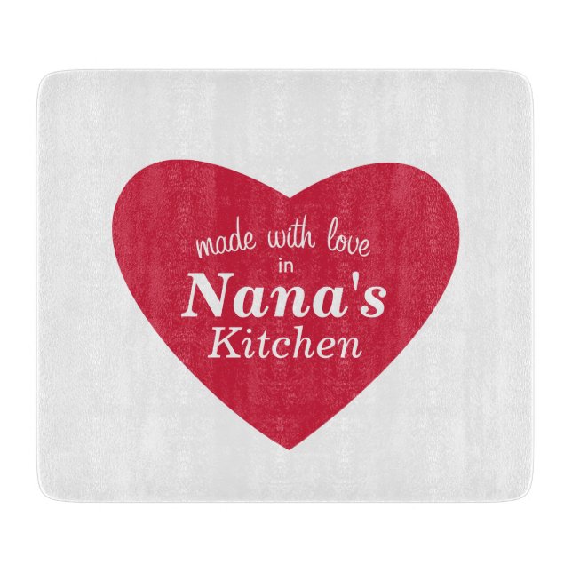 Planche À Découper Fait avec l'étiquette de nourriture d'amour (Devant)