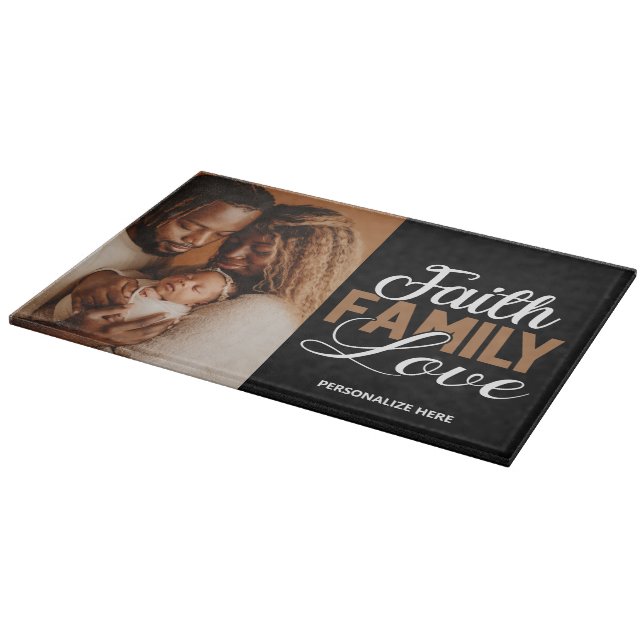 Planche À Découper Faith Family Love Personnalisé Coupe Board (Coin)
