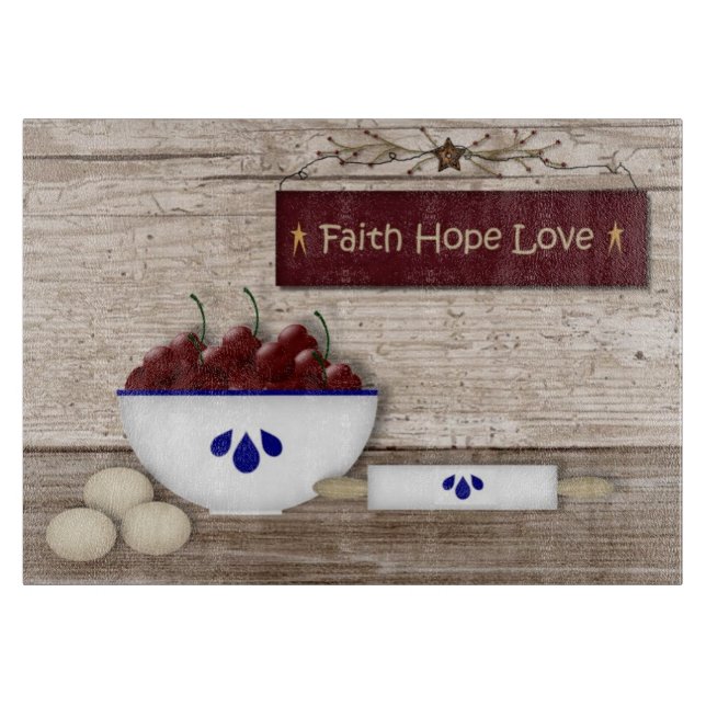 Planche À Découper Faith Hope Love Glass Cutboard (Devant)