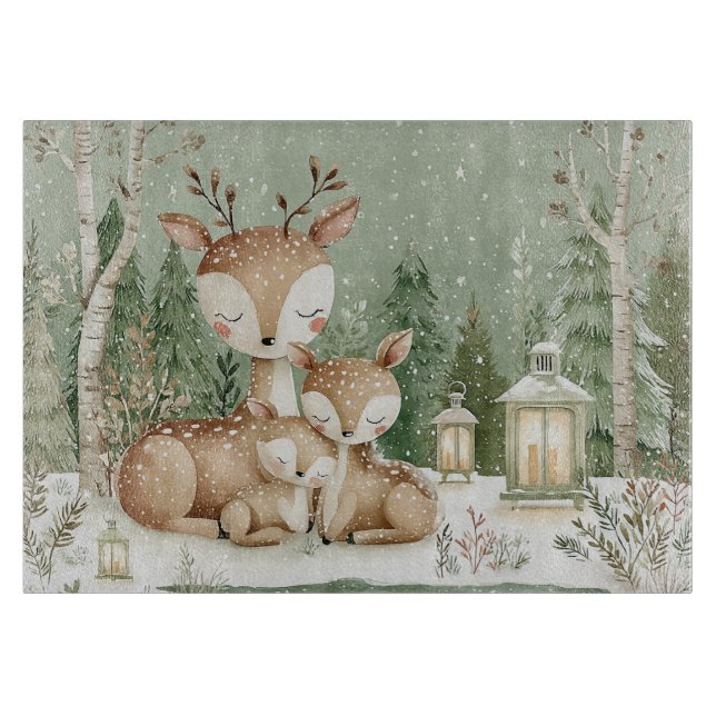 Planche À Découper Famille de cerfs de la forêt boisée (Devant)