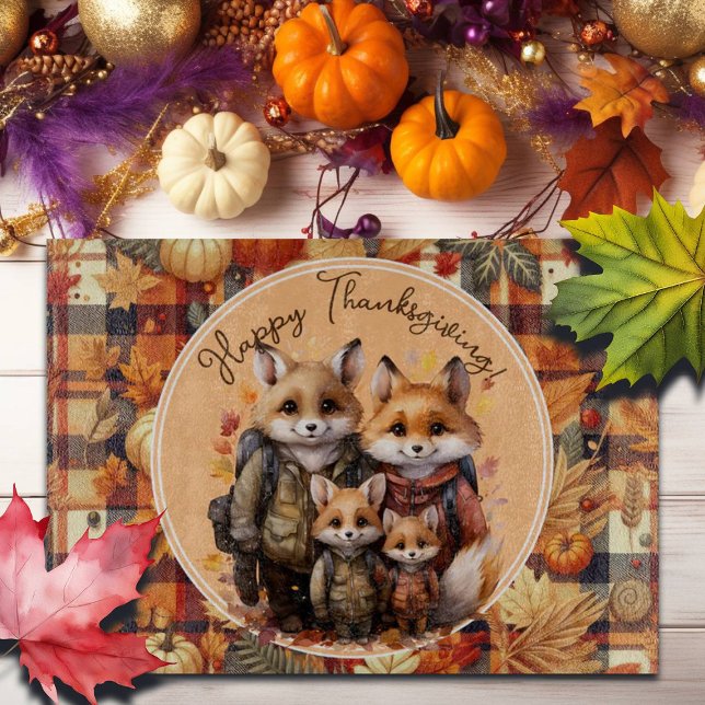 Planche À Découper Famille de Foxes Bons thanksgivings Citrouilles Pl (Créateur téléchargé)
