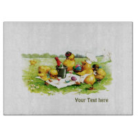 Famille vintage de poulet. Carte cadeau de Pâques