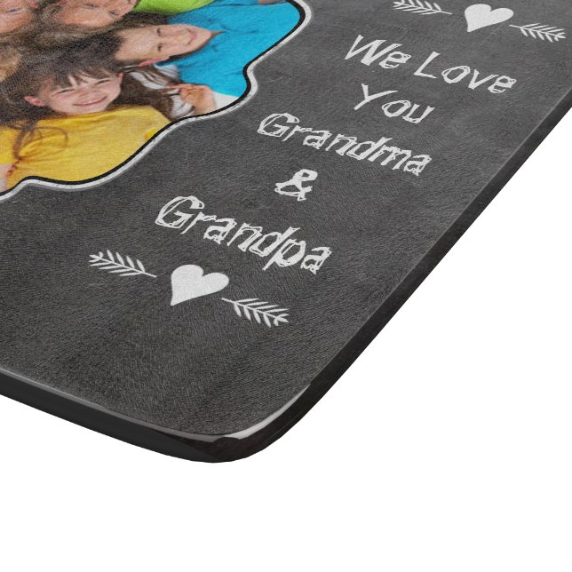 Planche À Découper Family Photo Chalkboard We Love YOU (Coin)