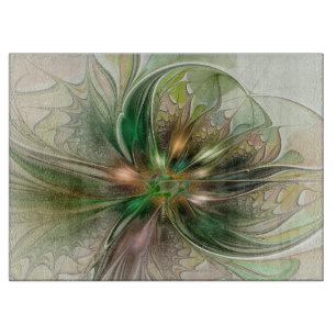 Planche À Découper Fantaisie Abstraite Moderne Fleur Fractale Colorée