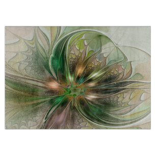 Planche À Découper Fantaisie Abstraite Moderne Fleur Fractale Colorée